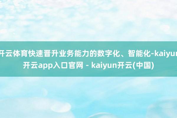 开云体育快速晋升业务能力的数字化、智能化-kaiyun开云app入口官网 - kaiyun开云(中国)