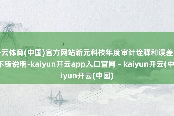 开云体育(中国)官方网站新元科技年度审计诠释和误差革命不错说明-kaiyun开云app入口官网 - kaiyun开云(中国)